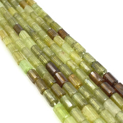 Green Garnet Faceted Tube Beads 6-7mm