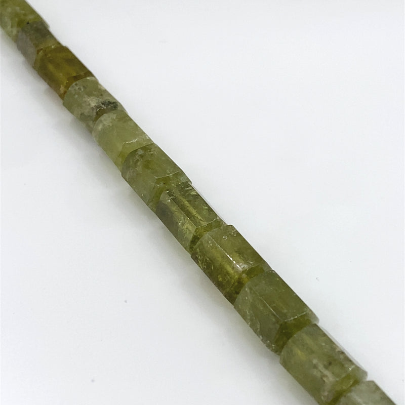 Green Garnet Faceted Tube Beads 8-9.5mm