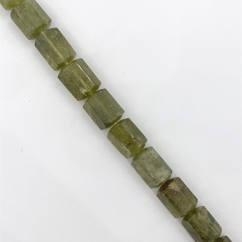 Green Garnet Faceted Tube Beads 8-9.5mm