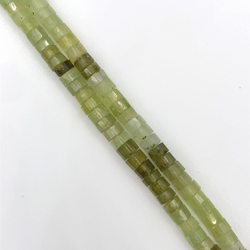 Green Garnet Faceted Tube Beads 5-6.5mm