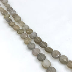 Grey Moonstone Faceted Coin Beads 8mm