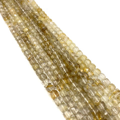 Rutilated Quartz Faceted Cube Beads 6-8mm