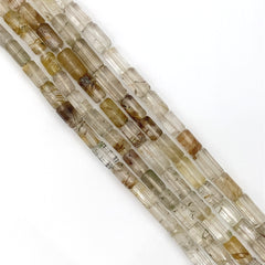 Rutilated Quartz Faceted Tube Beads 5-6mm