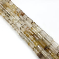 Rutilated Quartz Faceted Tube Beads 5-6mm