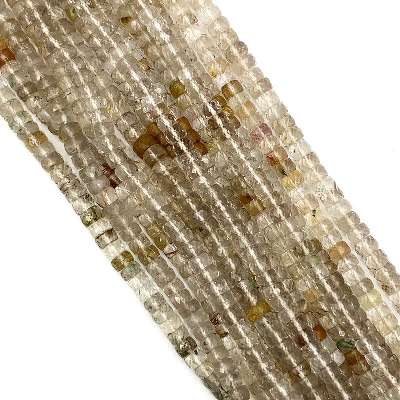 Rutilated Quartz Faceted Tyre Beads 6-7mm