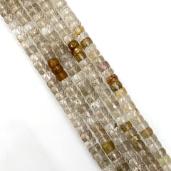 Rutilated Quartz Faceted Tyre Beads 6-7mm