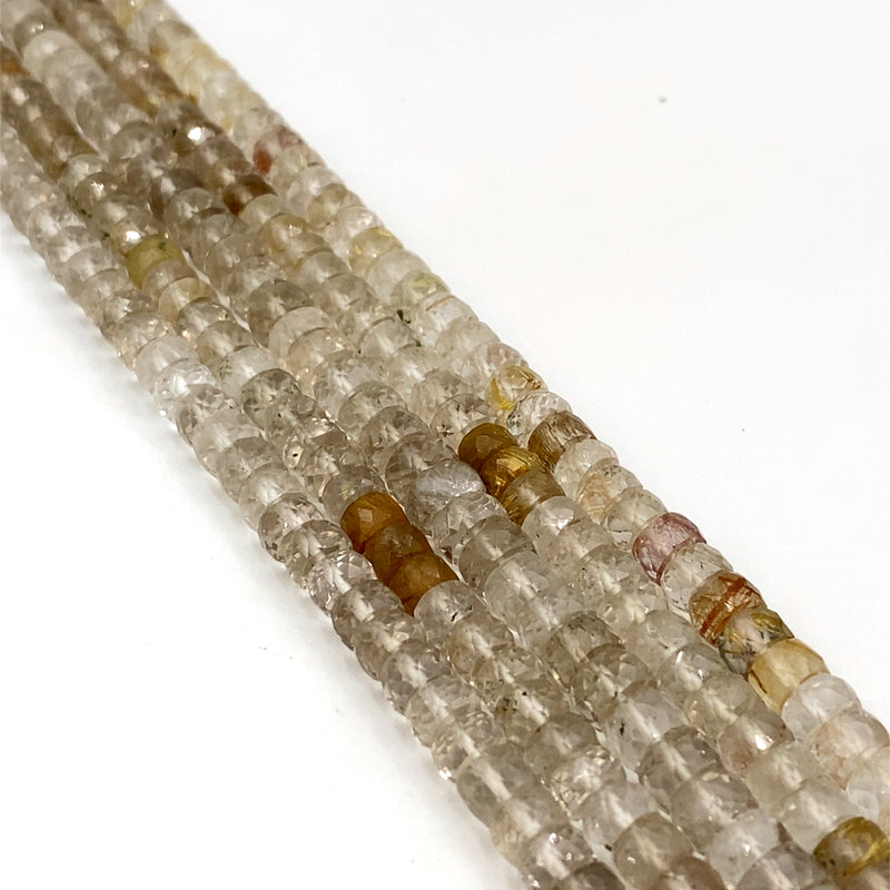 Rutilated Quartz Faceted Tyre Beads 6-7mm