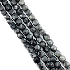 Grey Quartz Faceted Cube Beads 6-6.5mm