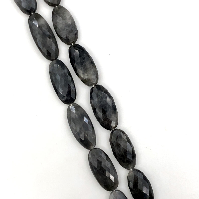 Grey Quartz Faceted Oval Coin Beads 10x18-13x24mm