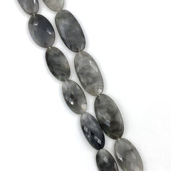 Grey Quartz Faceted Oval Beads 13x25-16x33mm