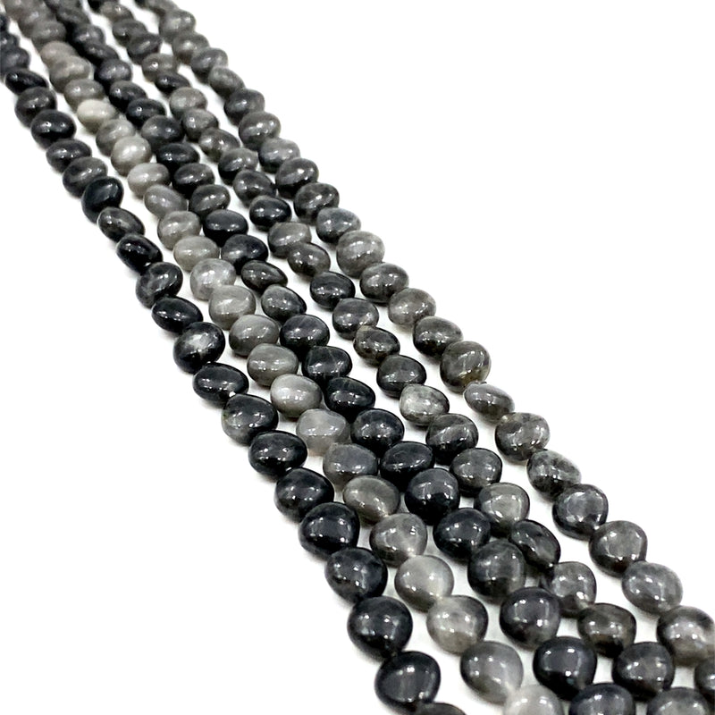 Grey Quartz Smooth Heart Beads 6-7mm