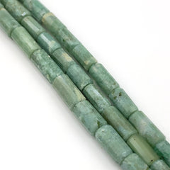 Green Chalsedony Faceted Tube Beads 4.5-7mm