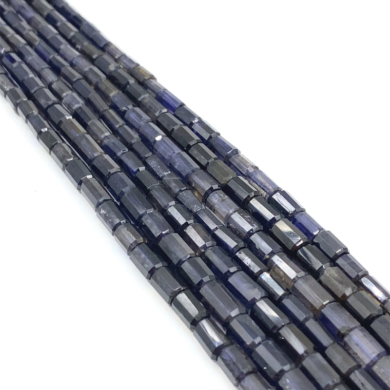 Iolite Faceted Tube Beads 5-7mm