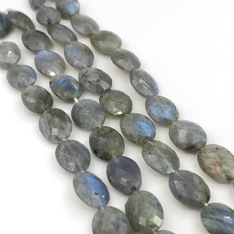 Labradorite Faceted Oval Coin Beads 14x11mm