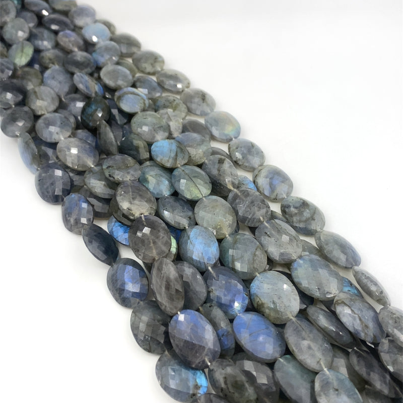 Labradorite Faceted Oval Coin Beads 19x14-20x15mm