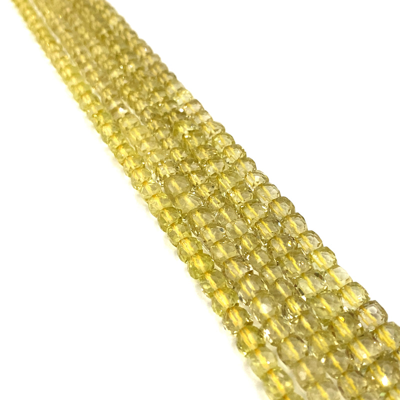 Lemon Quartz Faceted Cube Beads 5-5.5mm