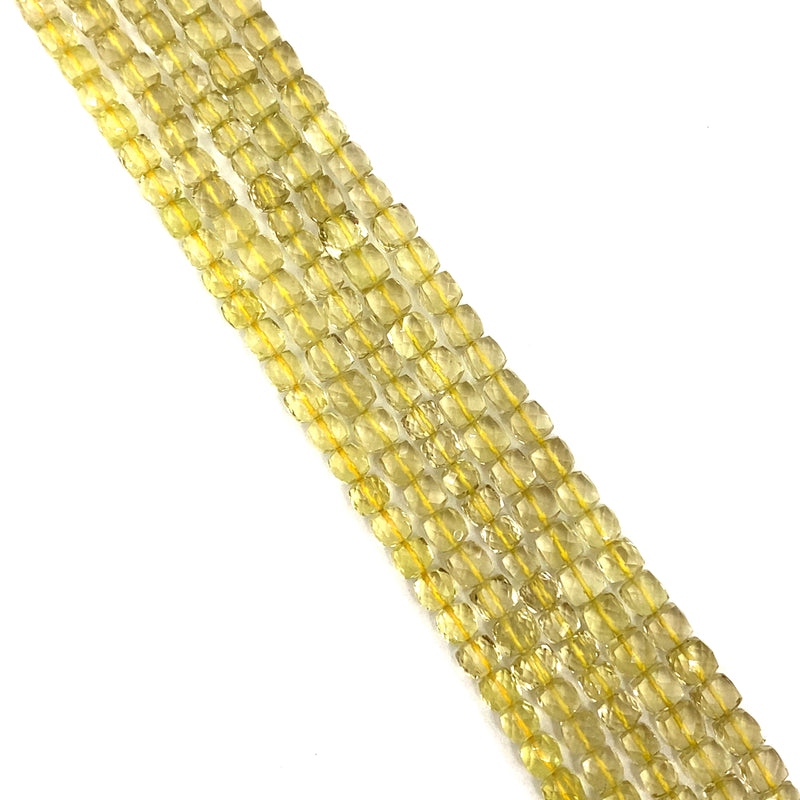 Lemon Quartz Faceted Cube Beads 5-5.5mm