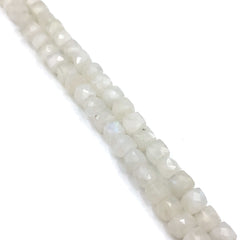 Rainbow Moonstone Faceted Cube Beads 5mm