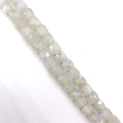 Rainbow Moonstone Faceted Cube Beads 5mm