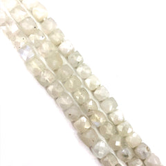 Rainbow Moonstone Faceted Cube Beads 5.5-6.5mm