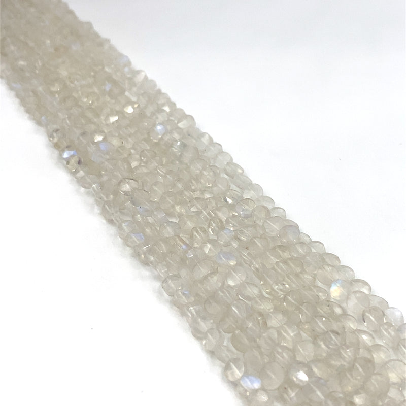 Rainbow Moonstone Faceted Coin Beads 5mm