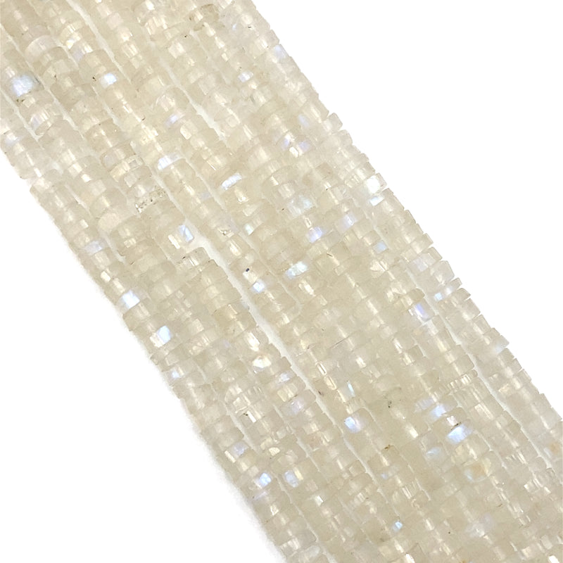 Rainbow Moonstone Faceted Tyre Beads 6mm