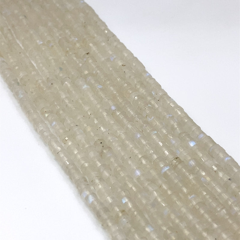 Rainbow Moonstone Faceted Tyre Beads 4-4.5mm