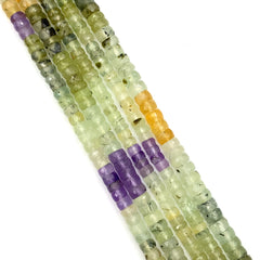 Prehnite and Amethyst Faceted Tyre Beads 6-6.5mm