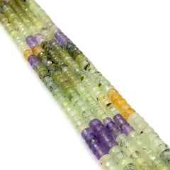 Prehnite and Amethyst Faceted Tyre Beads 6-6.5mm