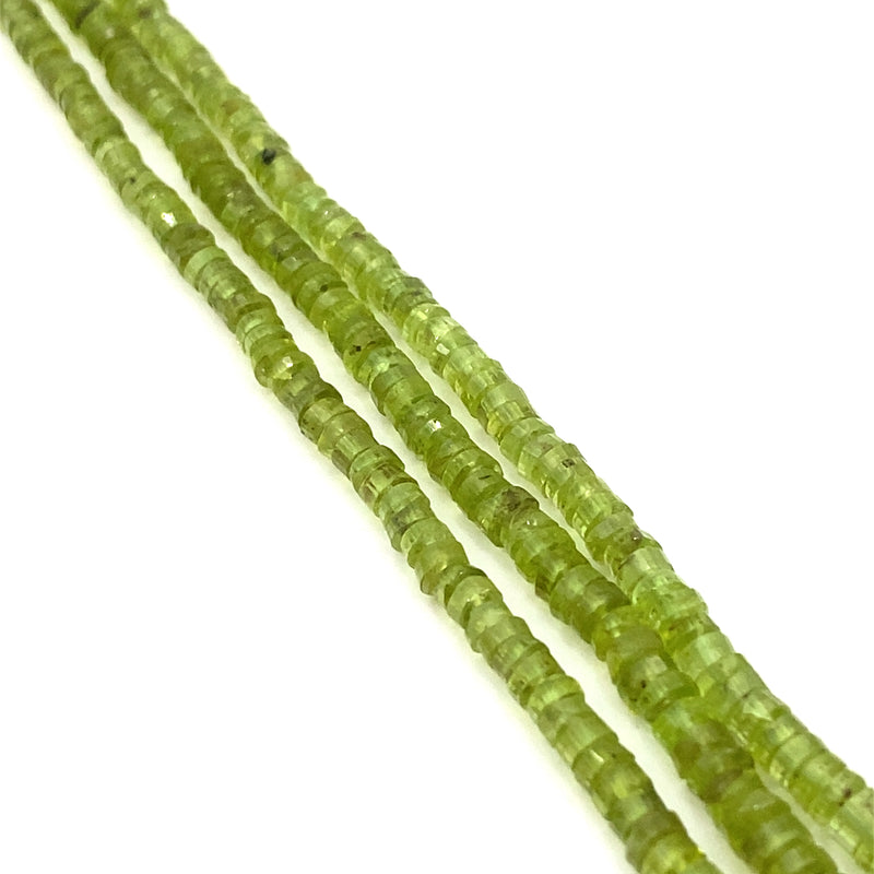 Peridot Faceted Tyre Beads 3-4.5mm