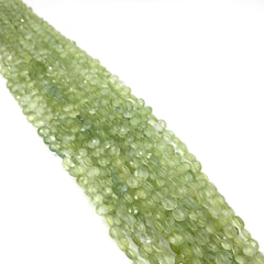 Prehnite Faceted Coin Beads 6-9mm