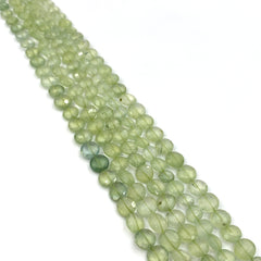 Prehnite Faceted Coin Beads 6-9mm