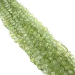 Prehnite Faceted Coin Beads 10-11mm