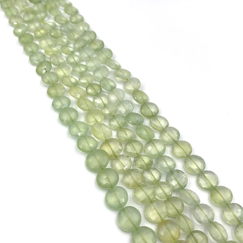 Prehnite Faceted Coin Beads 10-11mm