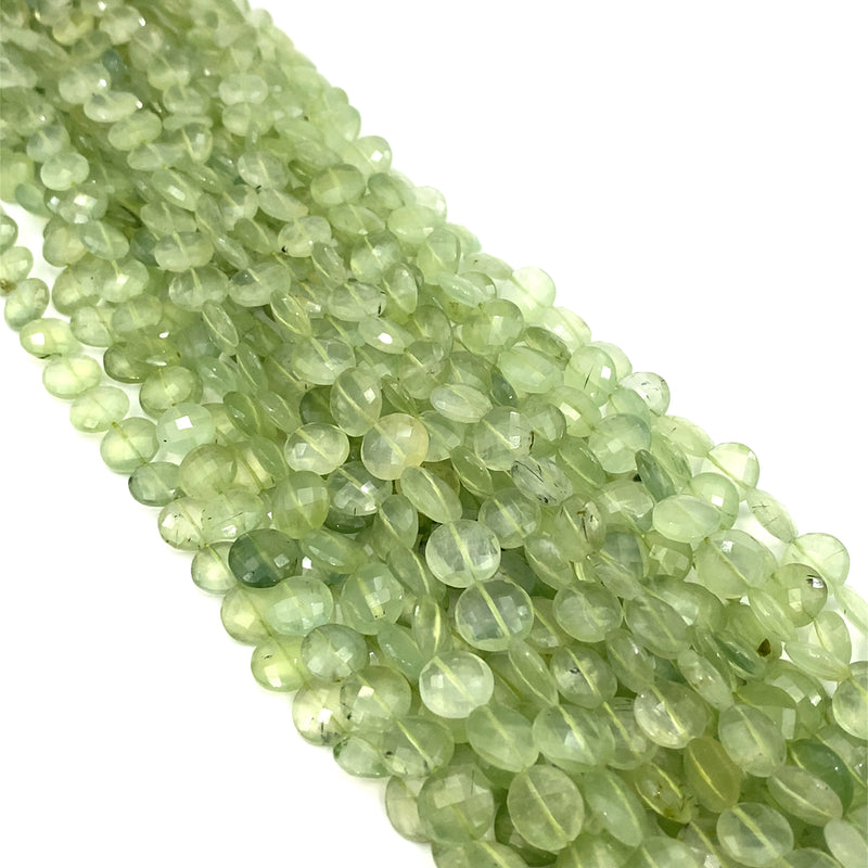 Prehnite Faceted Coin Beads 10-12mm