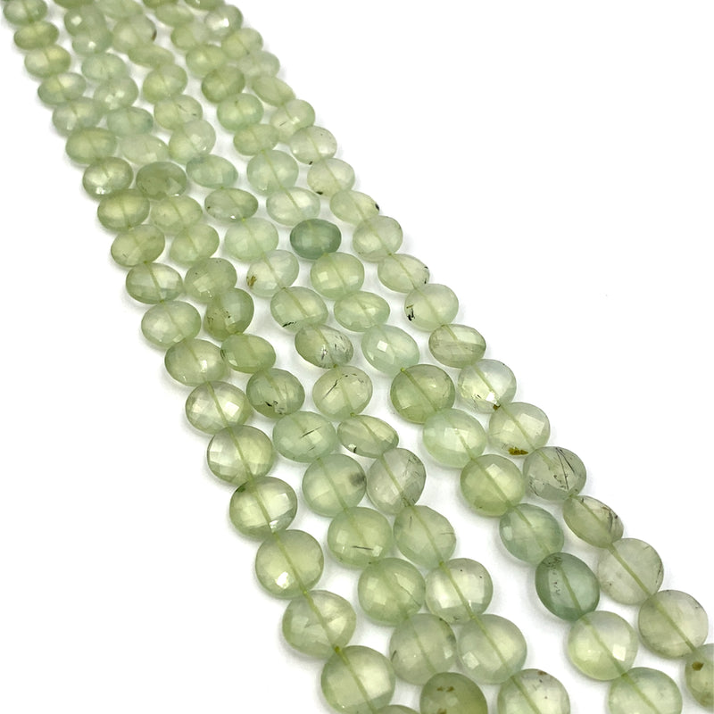 Prehnite Faceted Coin Beads 10-12mm