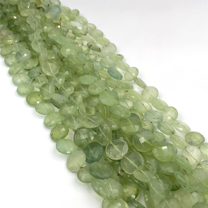 Prehnite Faceted Coin Beads 12-15mm