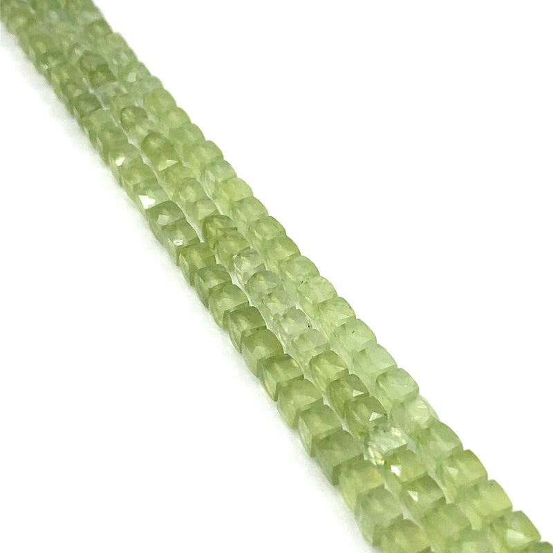 Prehnite Faceted Cube Beads 5mm