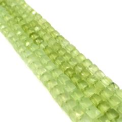 Prehnite Faceted Cube Beads 5-6mm