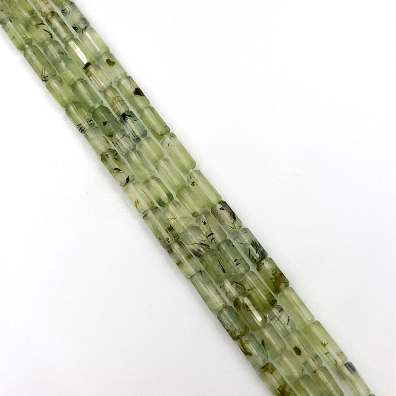 Prehnite Faceted Tube Beads 4mm