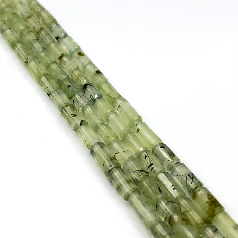 Prehnite Faceted Tube Beads 4mm