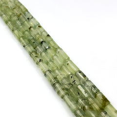 Prehnite Faceted Tube Beads 4mm