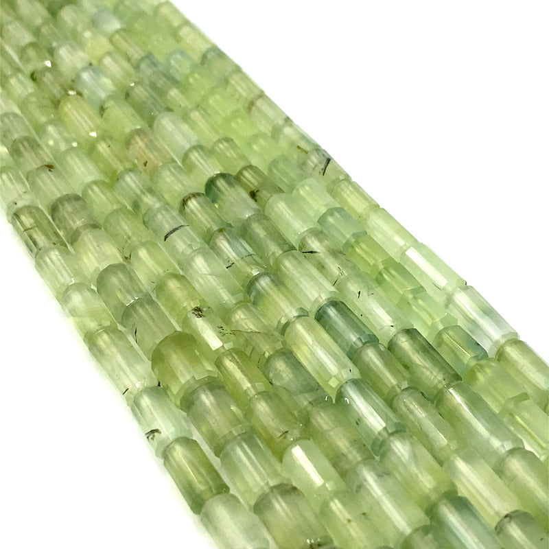 Prehnite Faceted Tube Beads 5.5-7mm