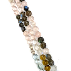 Multi Color Faceted Fancy Coin Beads 8-9mm