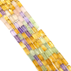 Multi Quartz Faceted Tube Beads 5-5.5mm