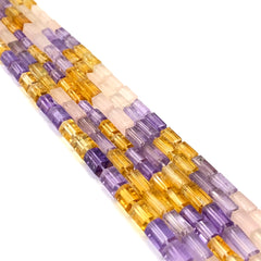 Multi Quartz Faceted Tube Beads 6-7.5mm