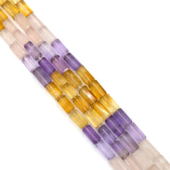 Multi Quartz Faceted Tube Beads 5.5-6mm