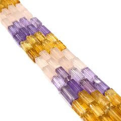 Multi Quartz Faceted Tube Beads 5.5-6mm