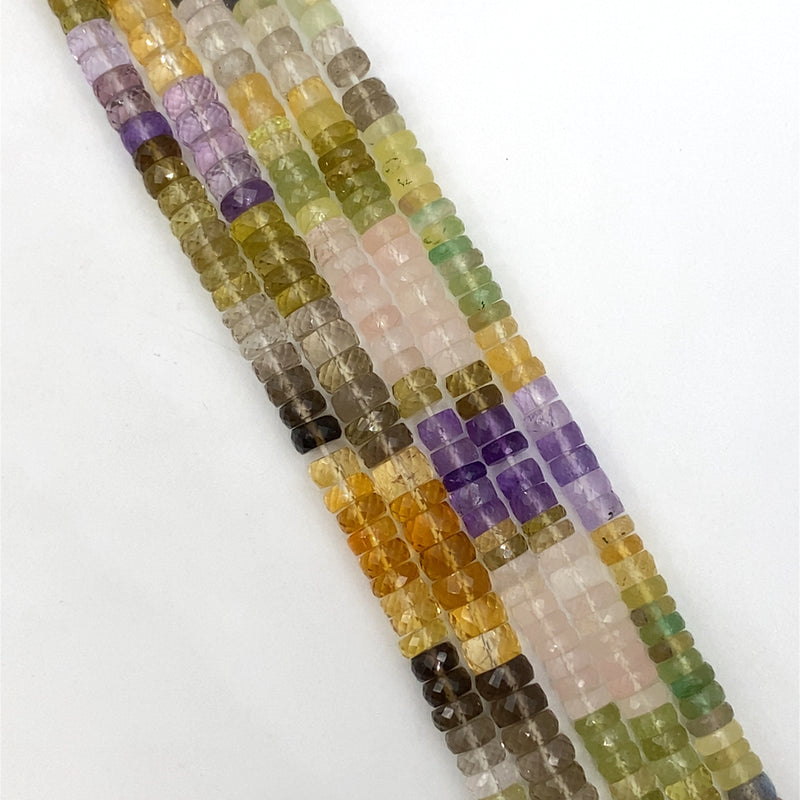 Multi Quartz Faceted Tyre Beads 6-7mm