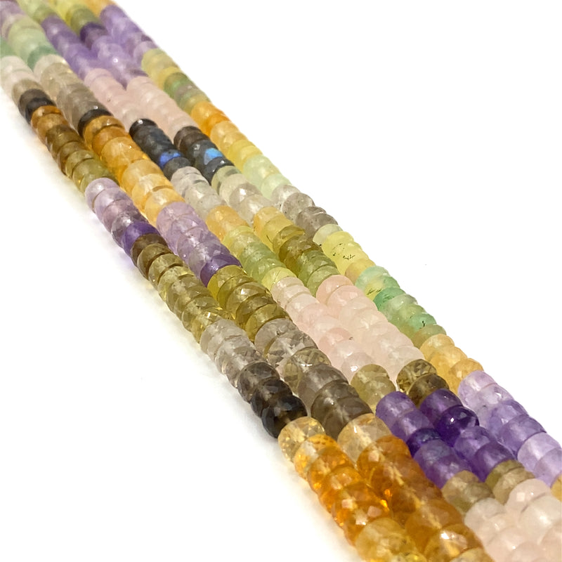 Multi Quartz Faceted Tyre Beads 6-7mm